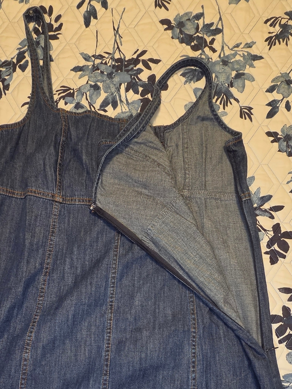 J.Crew NWT Denim Mini Dress Size 12 Stretch Back Smocked Sleeveless A-Line - Picture 4 of 5